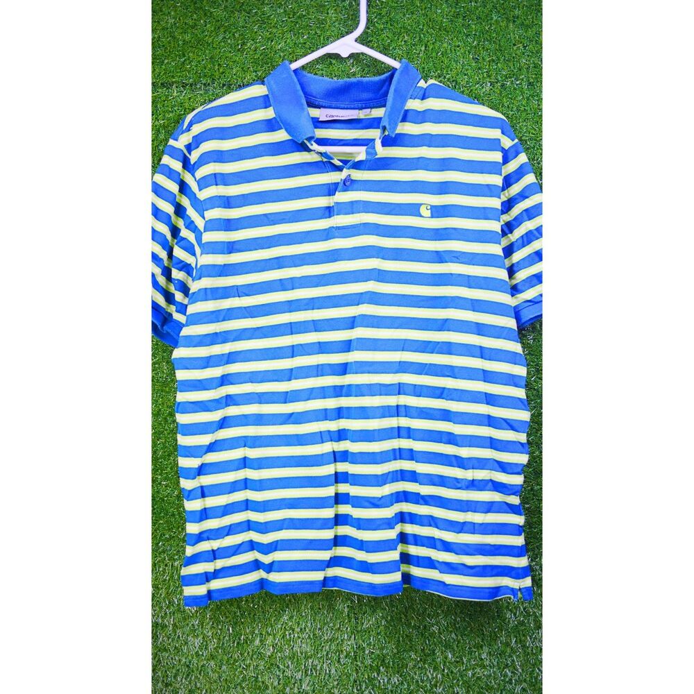 Carhartt Youth Short Sleeve Polo Green, White and Blue Stripe - Youth XL - Picture 1 of 4